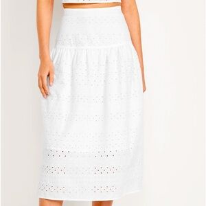 Old Navy, NWT Midi Tiered Eyelet Skirt, Petite Medium, lined, 100% cotton